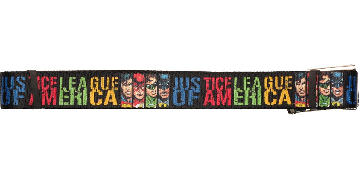 Justice League of America Faces Rectangles Mesh Belt
