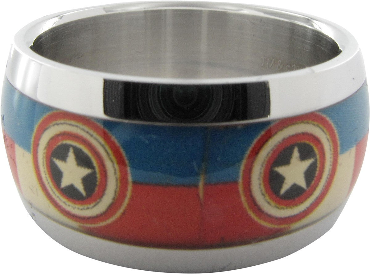 Captain America Name Shield American Flag Ring