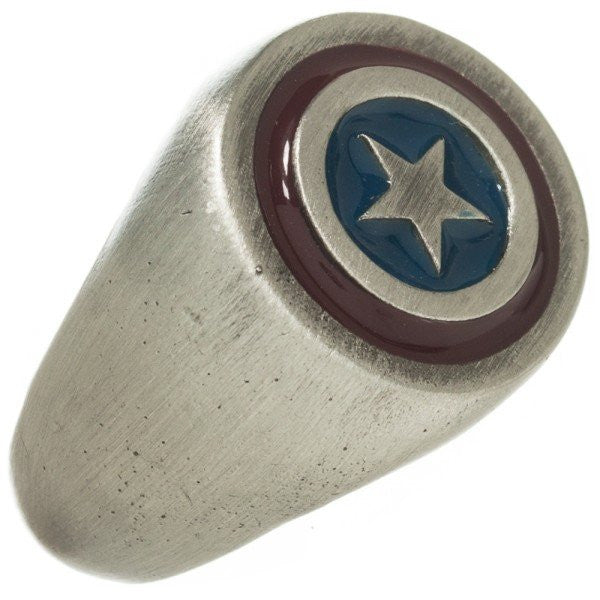 Captain America Logo Brushed Signet Ring