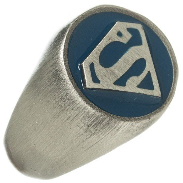Superman Logo Brushed Signet Ring