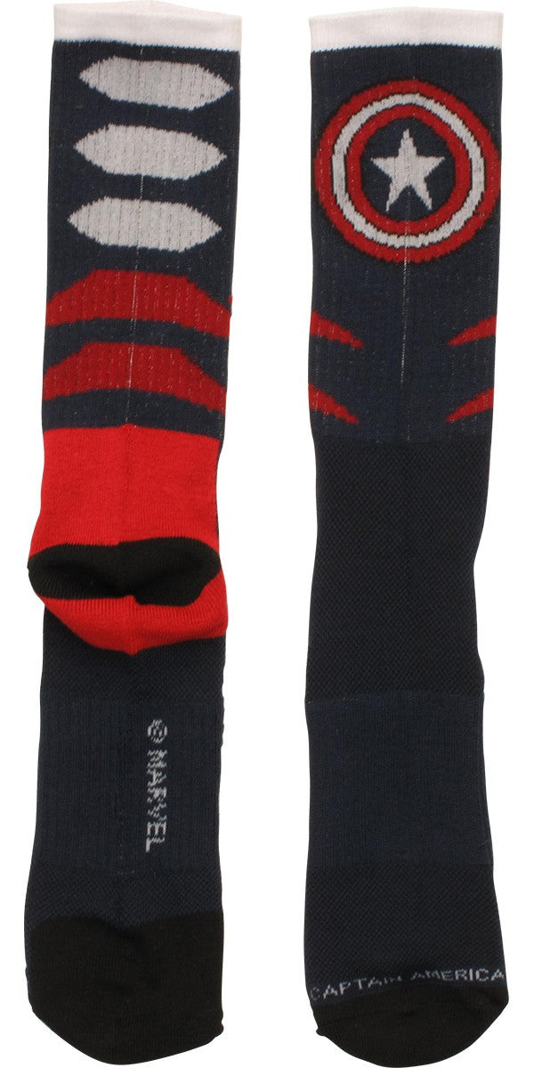 Captain America Logo Stripes Active Crew Socks