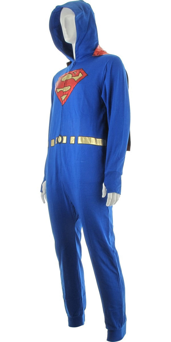 Superman Foiled Logo Hooded Costume Union Suit