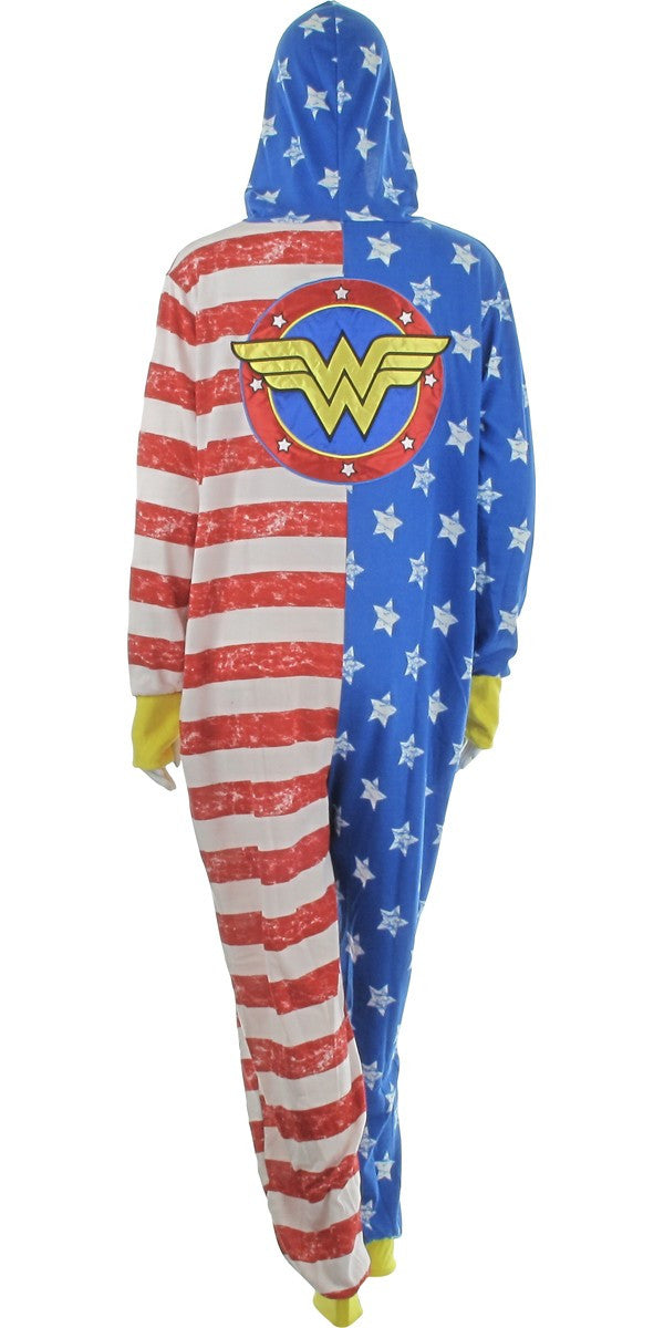 Wonder Woman Stars and Stripes Hooded Union Suit