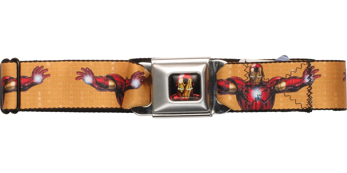 Iron Man Arms Wide Gold Seatbelt Mesh Belt