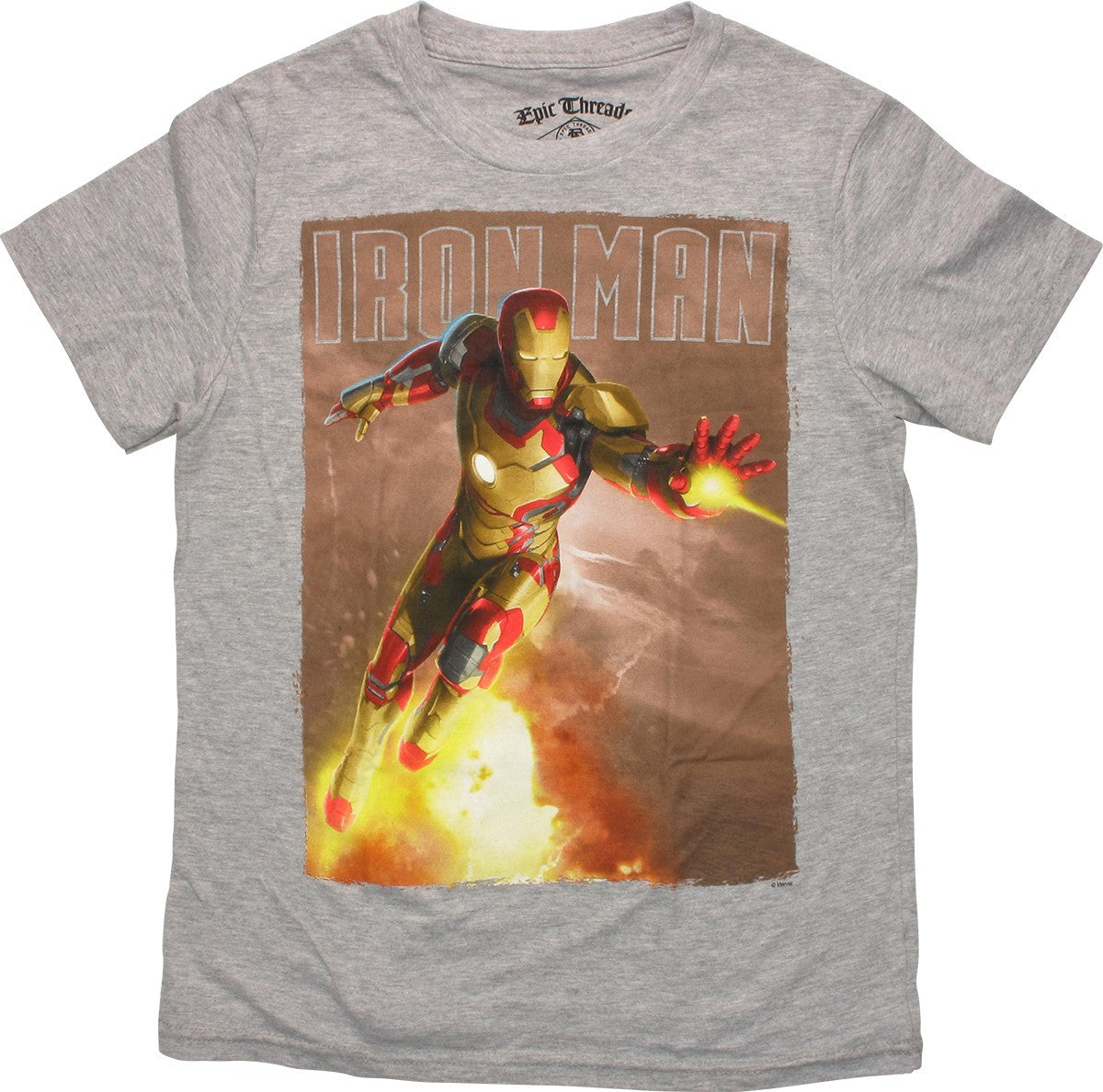 Iron Man Flying into Action Gray Youth T-Shirt