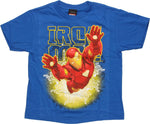 Iron Man Hollow Name Blue Juvenile T Shirt