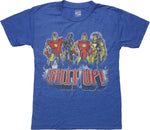 Iron Man Suit Up Heathered Blue Youth T-Shirt
