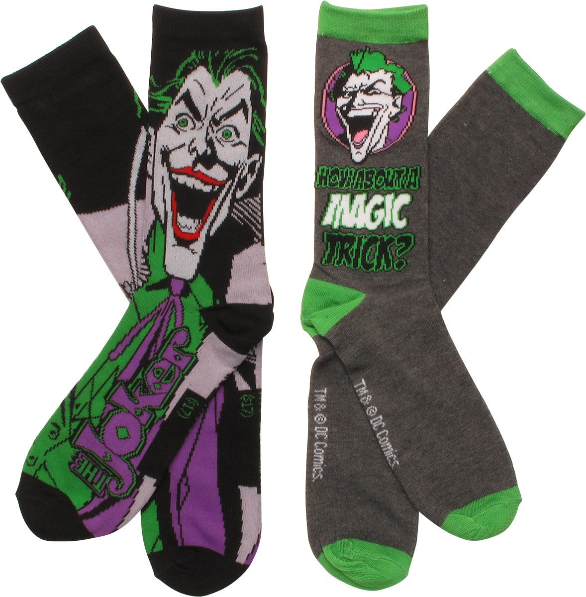 Joker Magic Trick 2 Pack Crew Socks Set