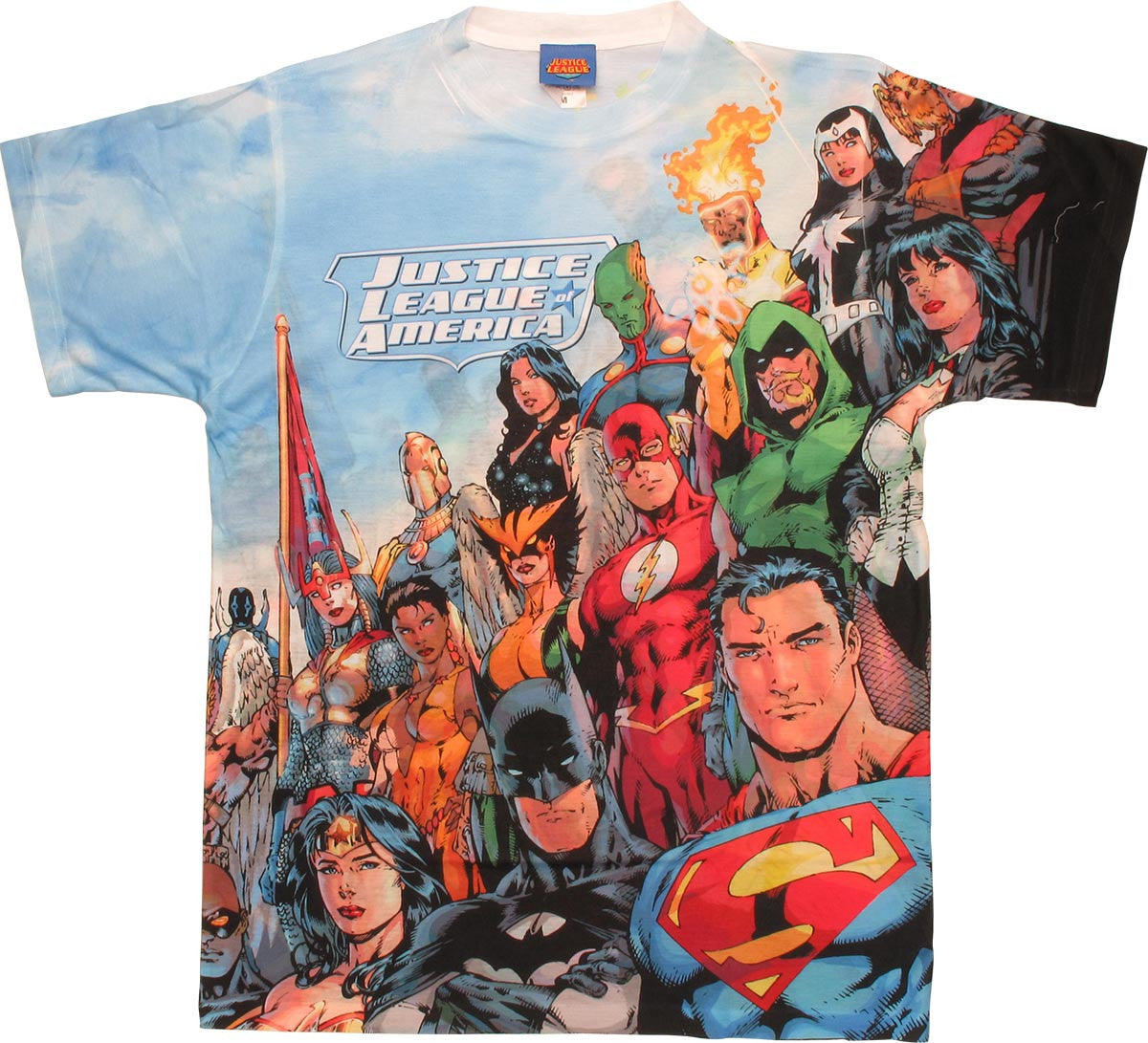 Justice League Angled Group Two Side Sublimated T Shirt Sheer