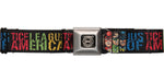 Justice League Faces Rectangles Seatbelt Belt