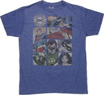 Justice League Seven Panels Blue T Shirt Sheer