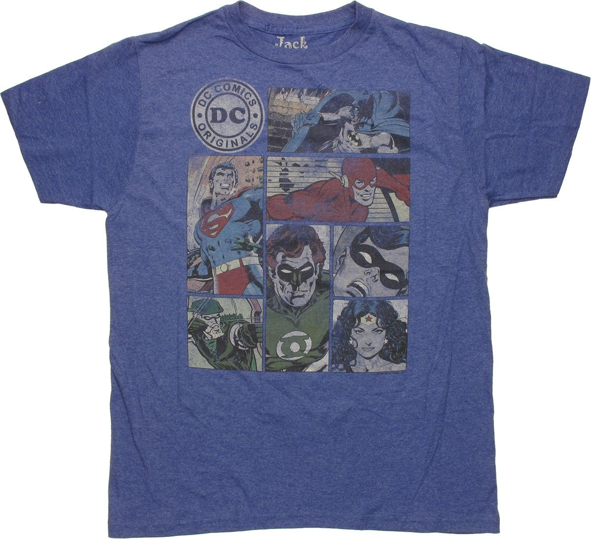 Justice League Seven Panels Blue T Shirt Sheer