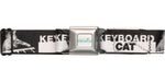 Keyboard Cat Name Black and White Seatbelt Mesh Belt