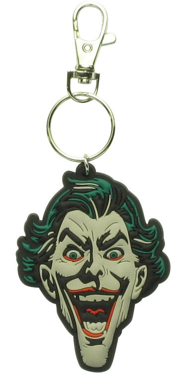 Joker 3D Face Laughing Rubber Keychain