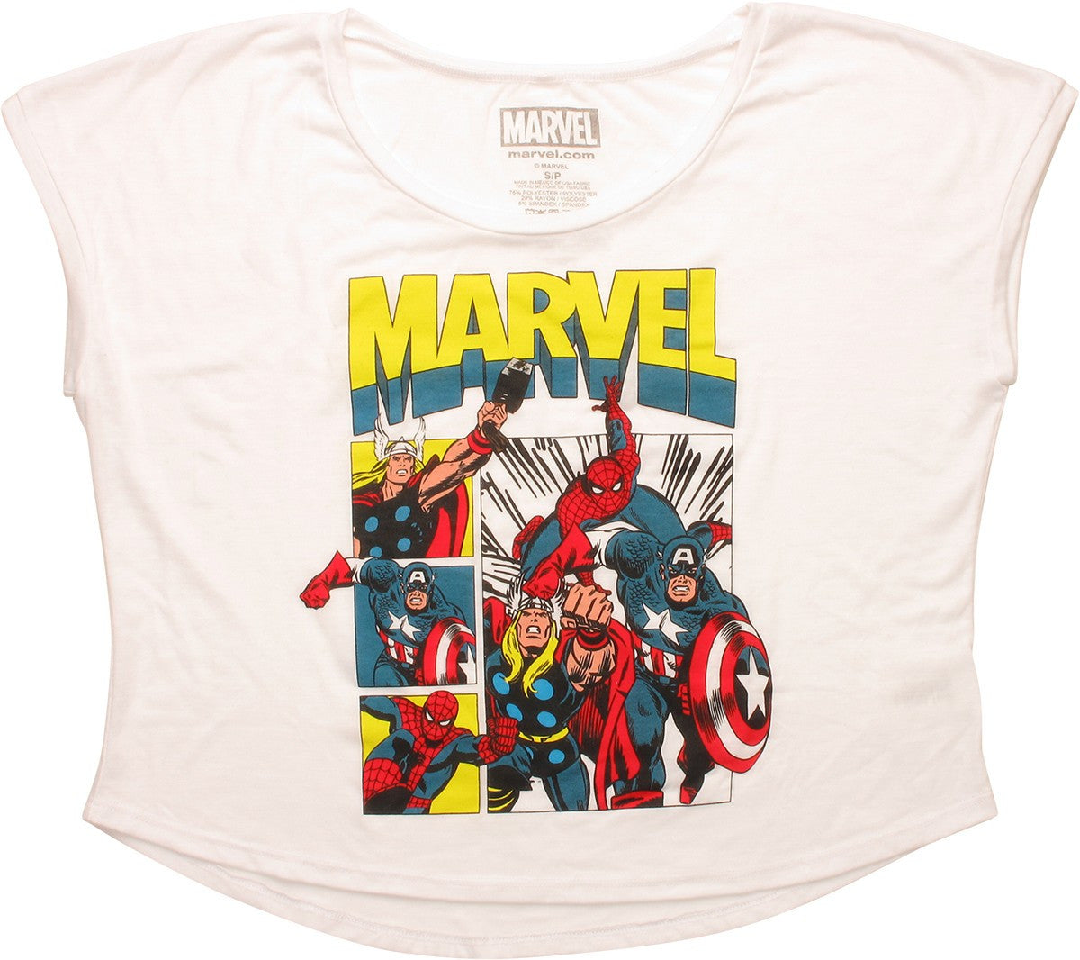 Avengers Hero Attack Squares Dolman Ladies T-Shirt