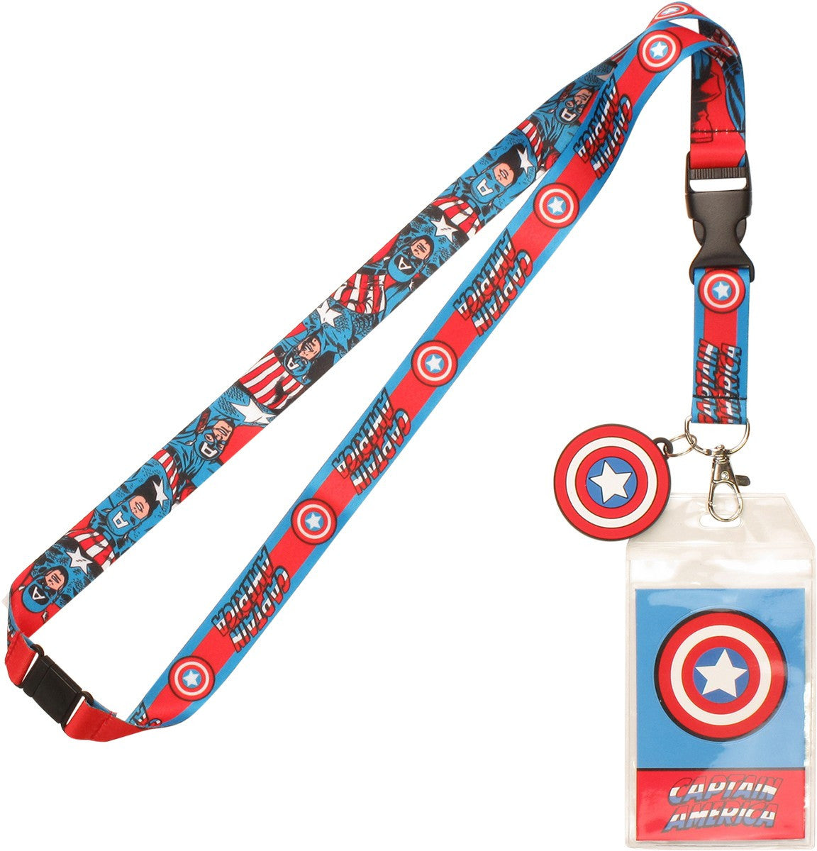 Captain America Comic Name Charm Lanyard