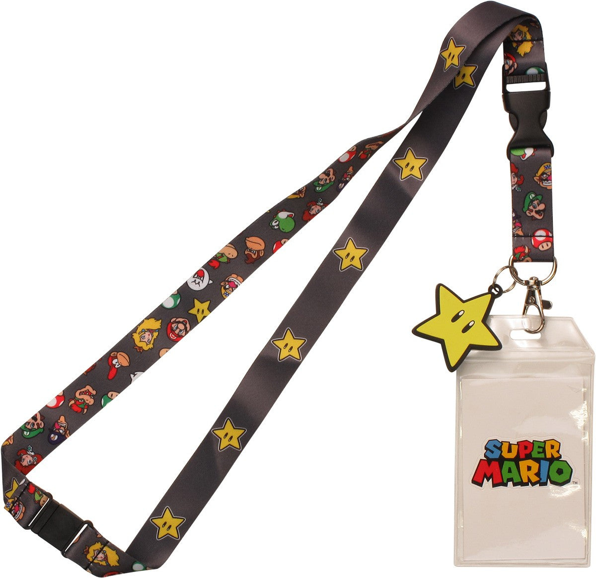 Mario Character Faces Star Charm Lanyard