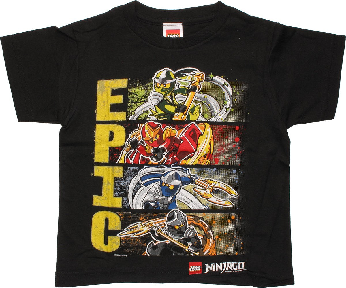 Lego Ninjago Epic Panels Black Juvenile T-Shirt