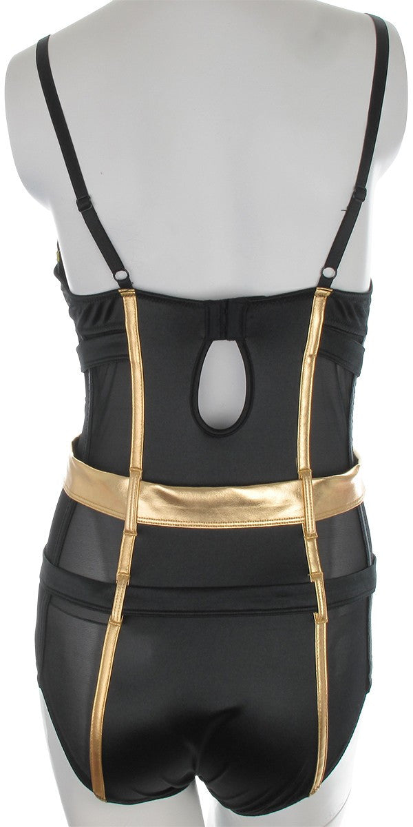 Batman Costume Satin and Mesh Bodysuit