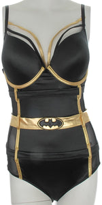 Batman Costume Satin and Mesh Bodysuit