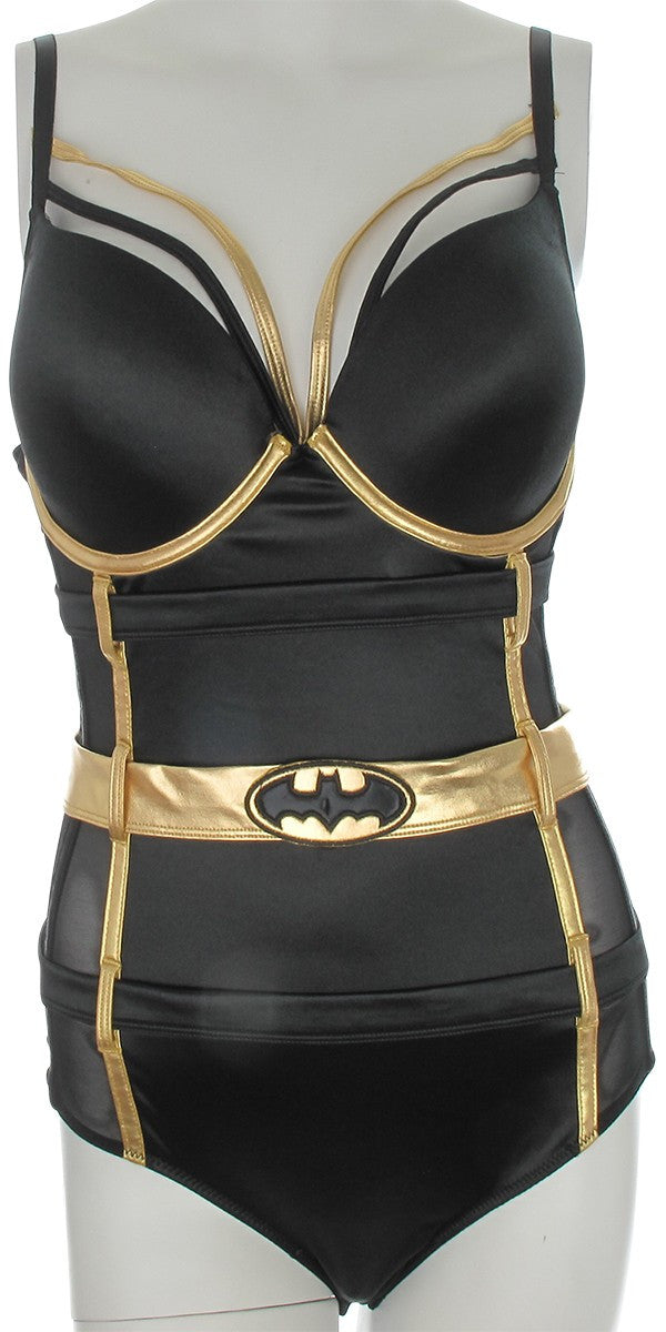 Batman Costume Satin and Mesh Bodysuit
