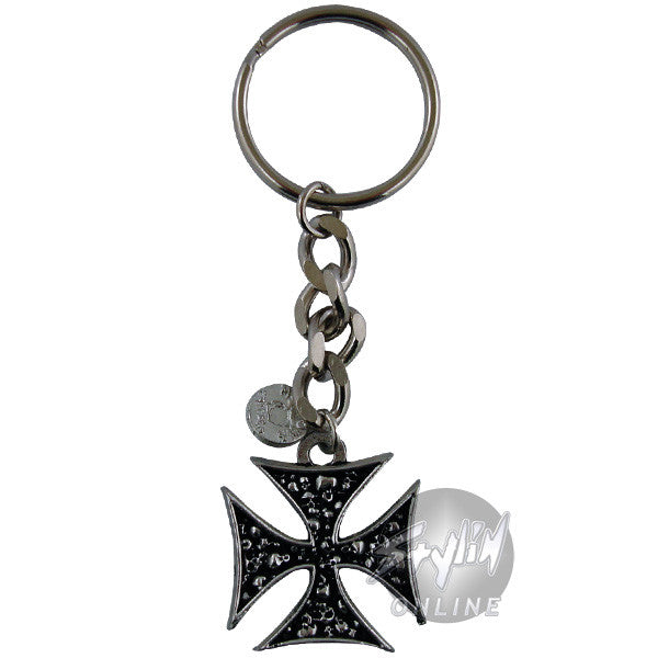 Maltese Cross Pebble Keychain