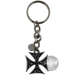 Maltese Cross Pebble Keychain
