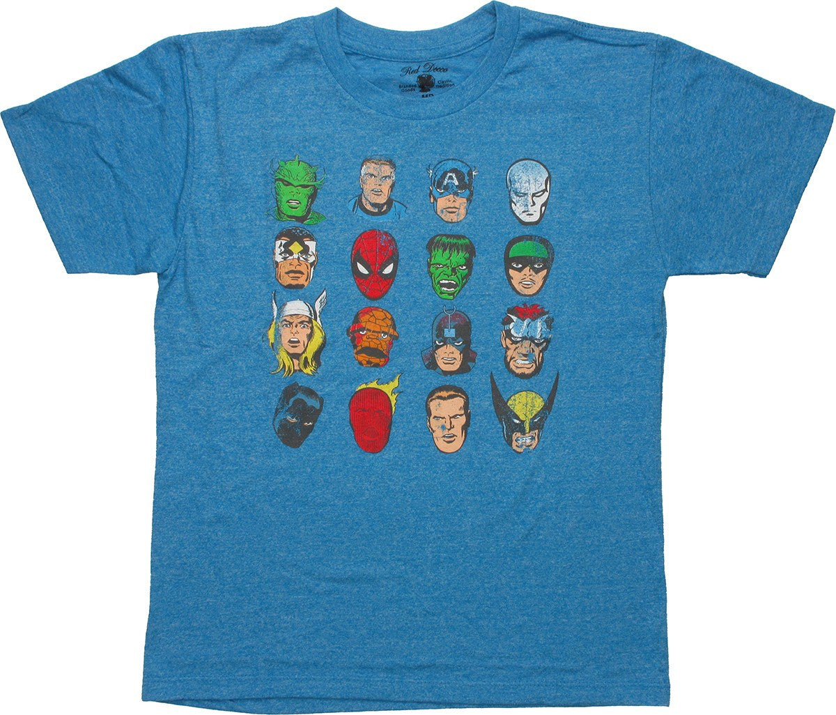 Marvel Hero Faces Distressed Youth T-Shirt