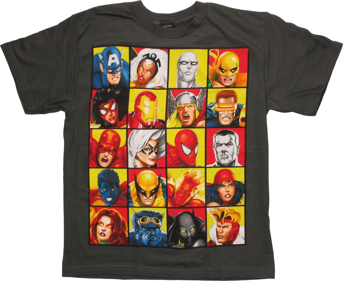 Marvel Twenty Character Squares Youth T-Shirt