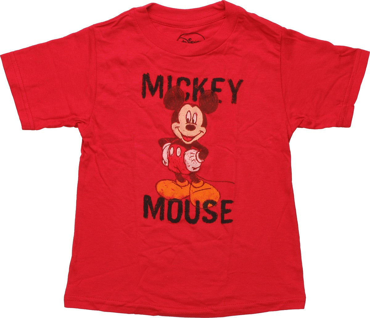 Mickey Mouse Crayon Drawing Red Toddler T-Shirt