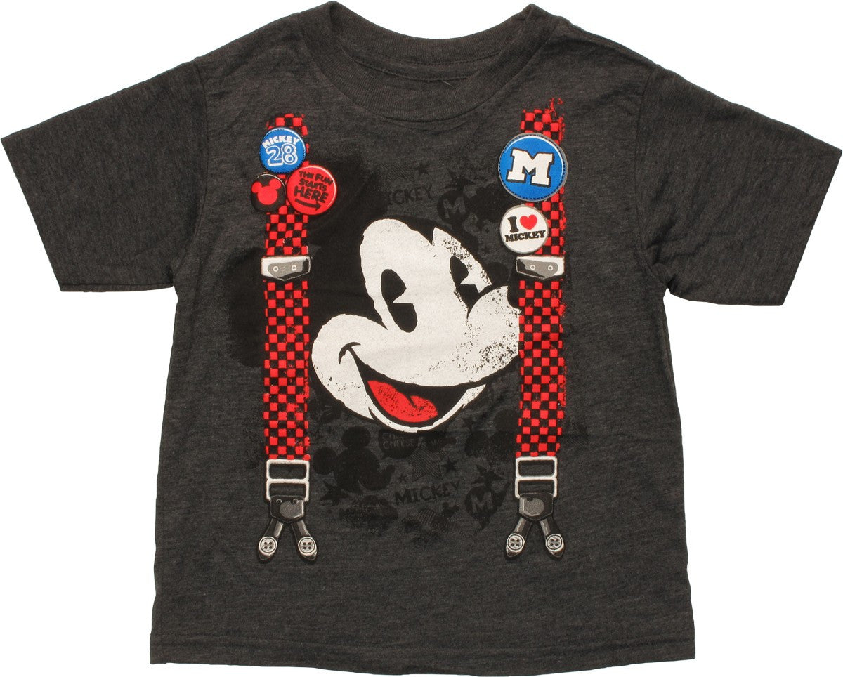 Mickey Mouse Face Suspenders Toddler T-Shirt