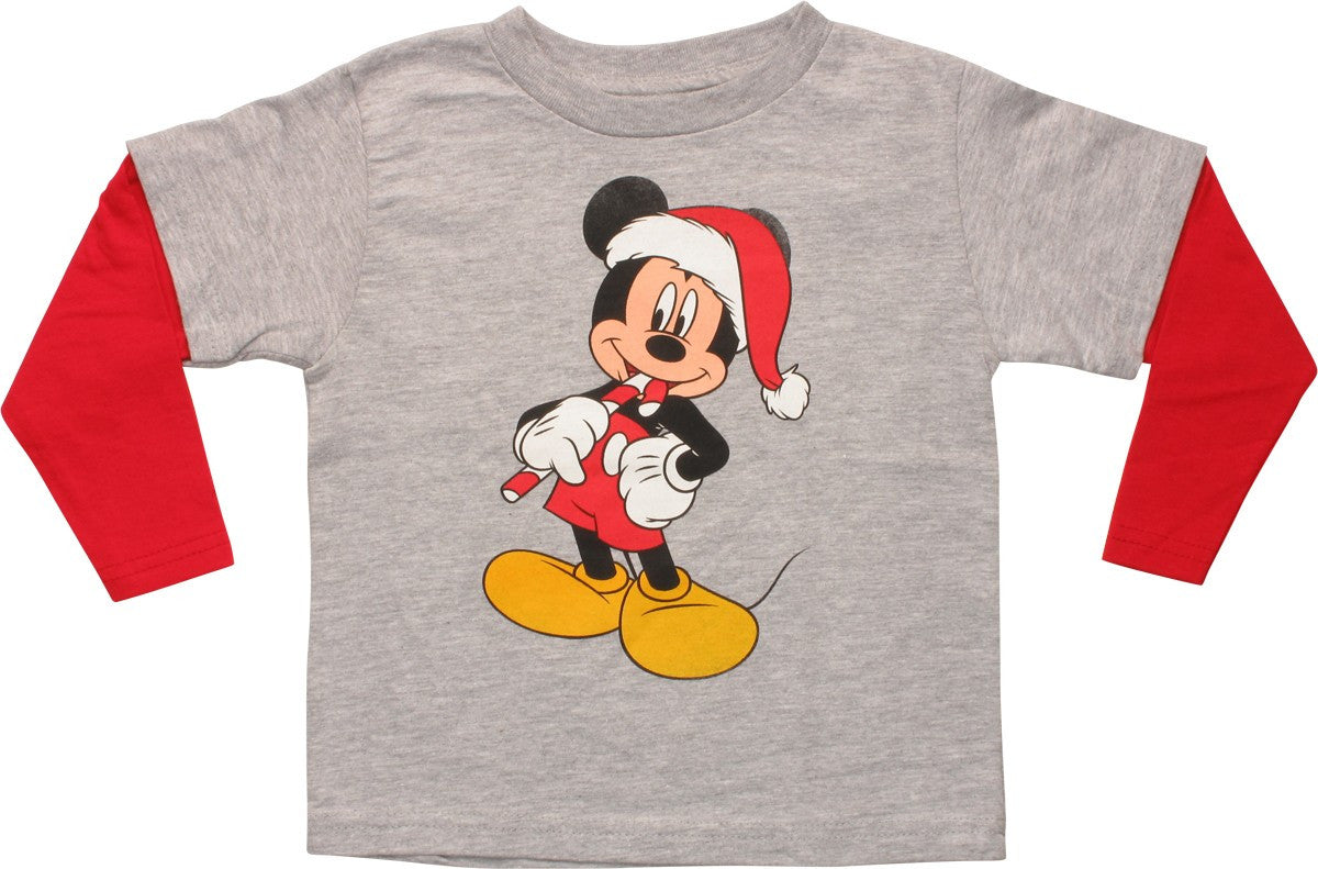 Mickey Mouse Santa Long Sleeve Toddler T-Shirt