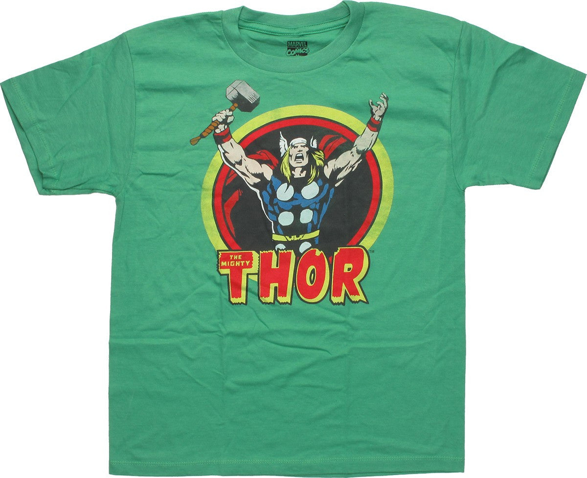 Mighty Thor in a Circle Arms Raised Youth T-Shirt