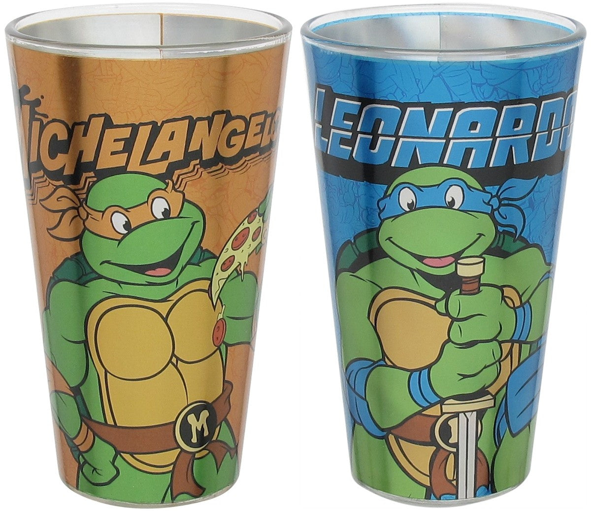 Ninja Turtles Mike and Leo Foil Pint Glass Set