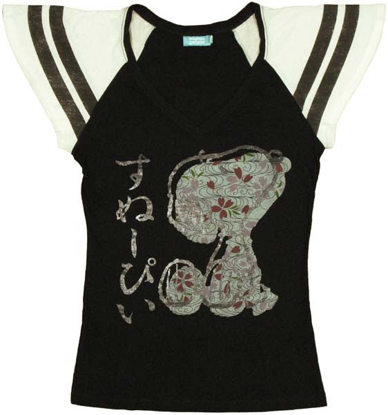 Peanuts Snoopy Contrast Sleeve Juniors T-Shirt