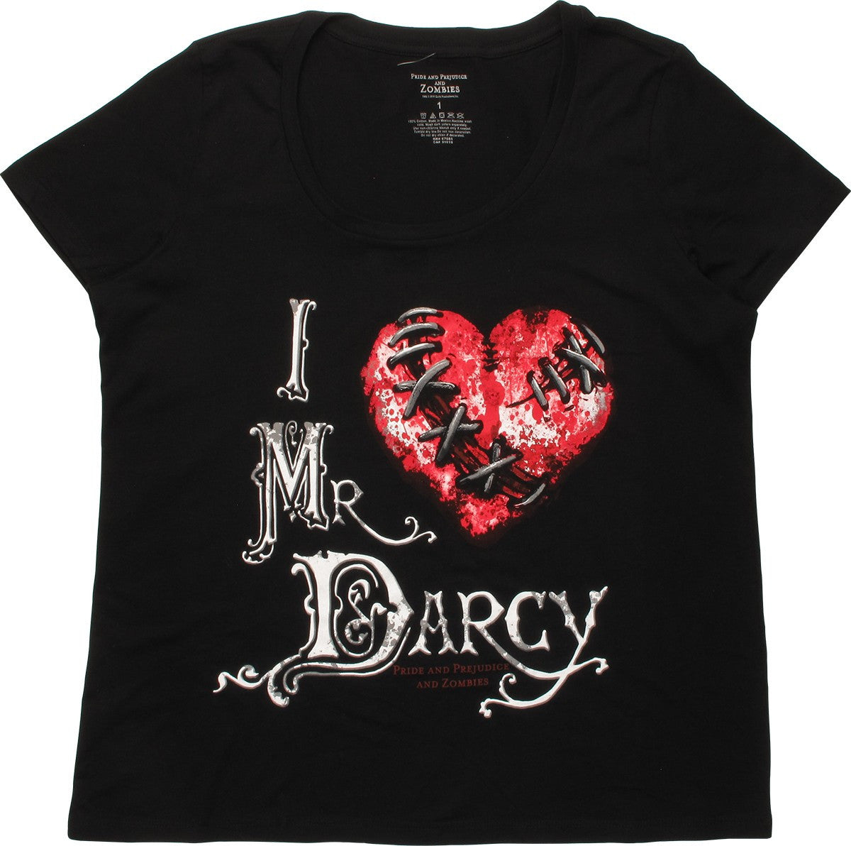 Pride Prejudice Zombies Heart Darcy Ladies T-Shirt