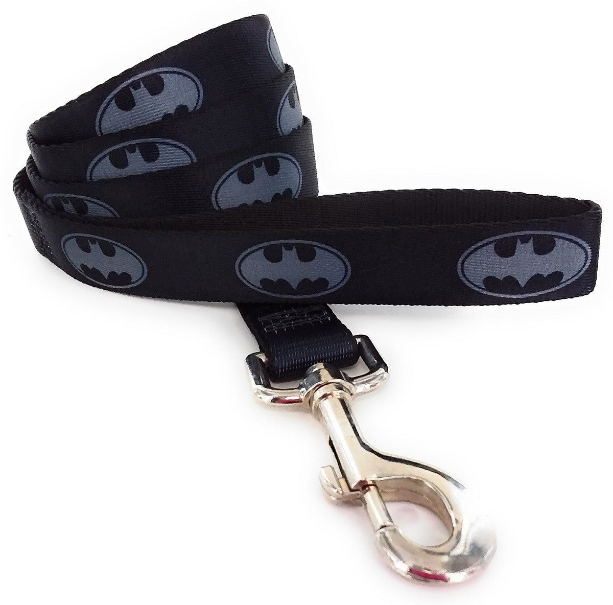 Batman Silver Logos Black Wrap 4 Foot Pet Leash