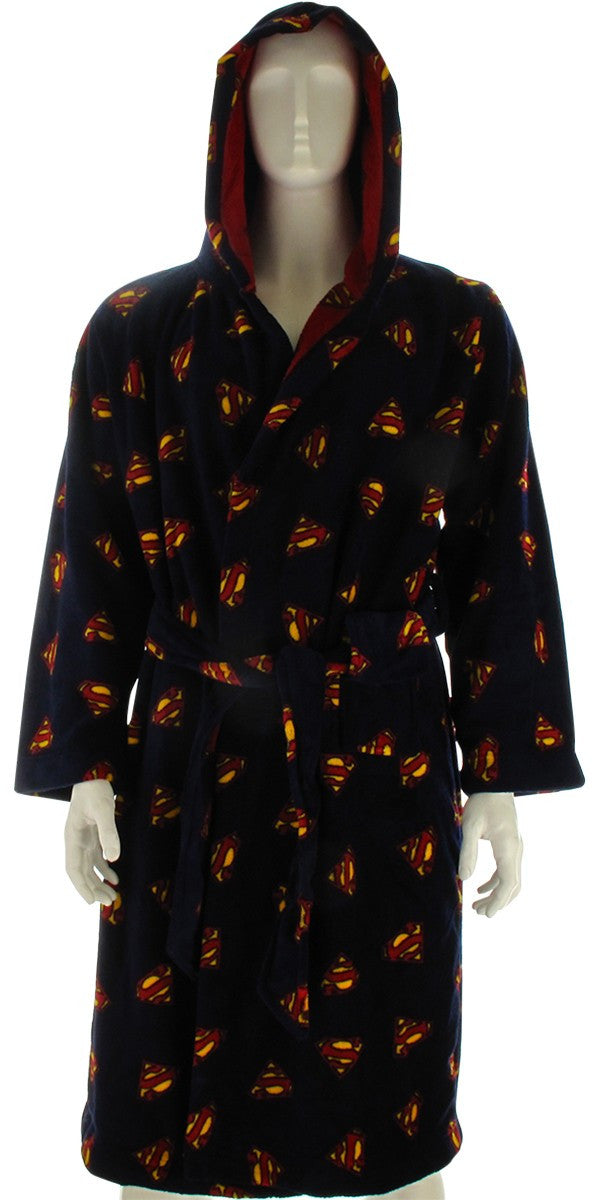 Superman Logos AoP Reversible Fleece Hooded Robe