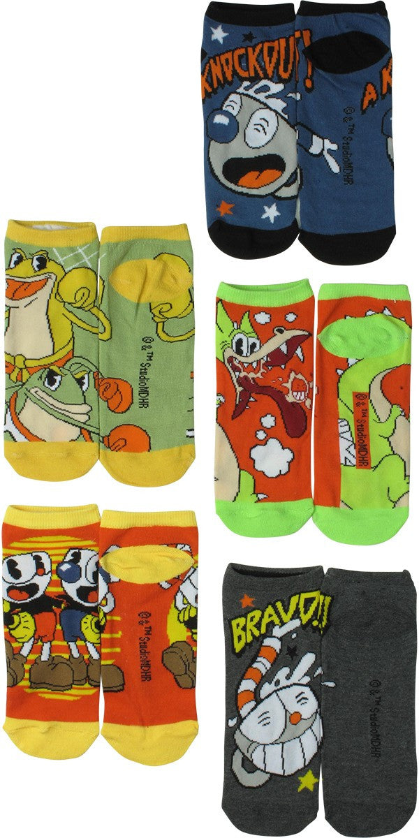 Cuphead Mugman Ribby Croaks 5 Pair Ankle Socks Set