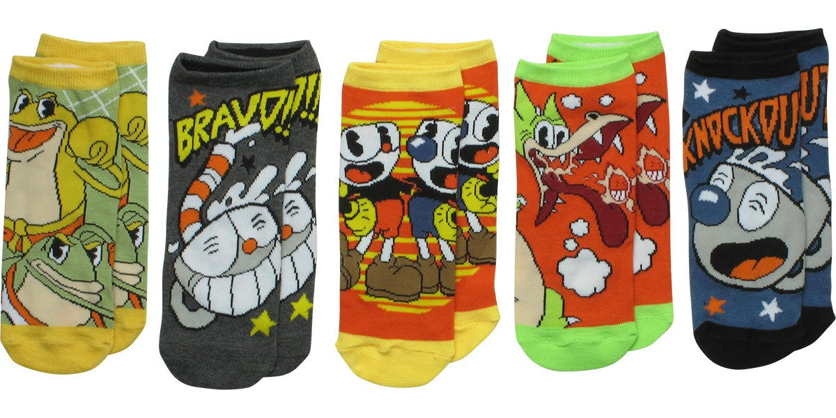 Cuphead Mugman Ribby Croaks 5 Pair Ankle Socks Set