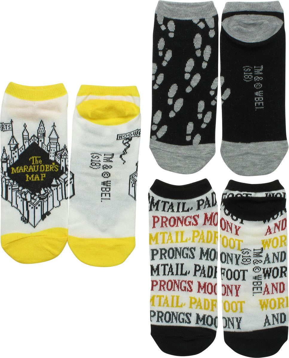 Harry Potter Marauder's Map 3 Pair Ankle Socks Set