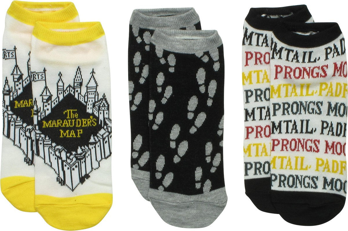 Harry Potter Marauder's Map 3 Pair Ankle Socks Set