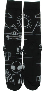 Martians Aliens UFOs Area 51 Outline Crew Socks