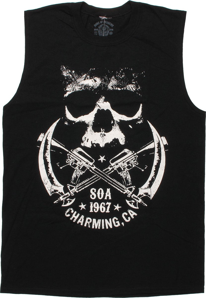 Sons of Anarchy AK Cross Skull Muscle T-Shirt
