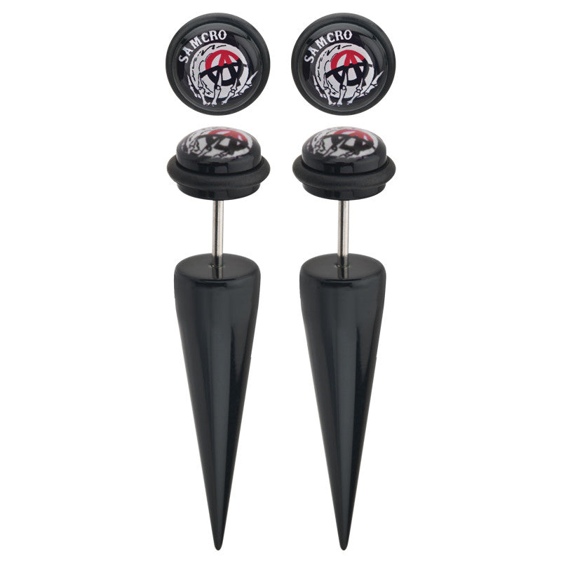 Sons of Anarchy Crystal Ball Faux Taper Earrings