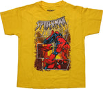 Spiderman Foil Collage Yellow Youth T Shirt