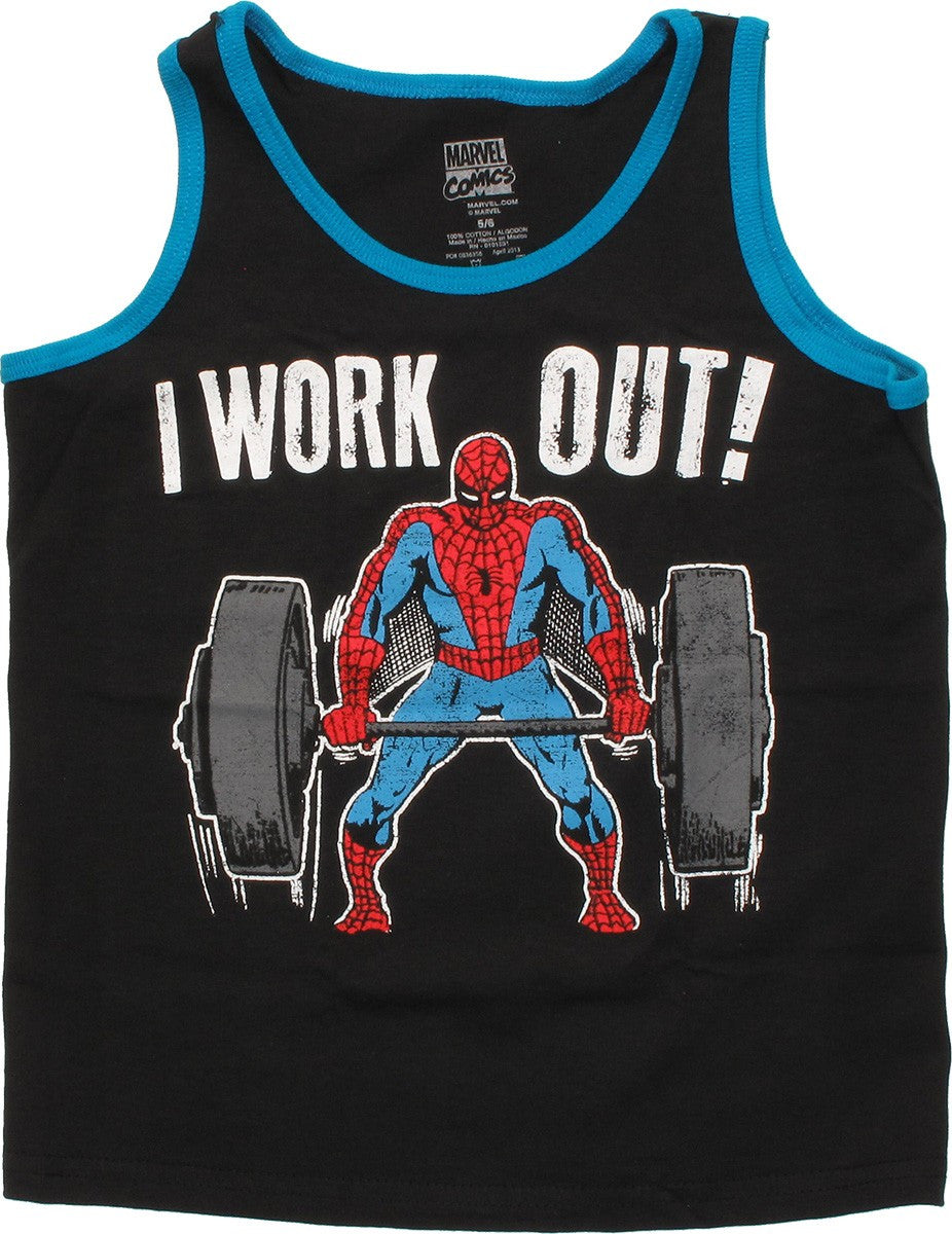 Spiderman I Work Out Ringer Tank Juvenile T-Shirt