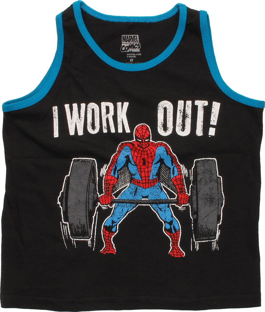 Spiderman I Work Out Ringer Toddler Tank Top