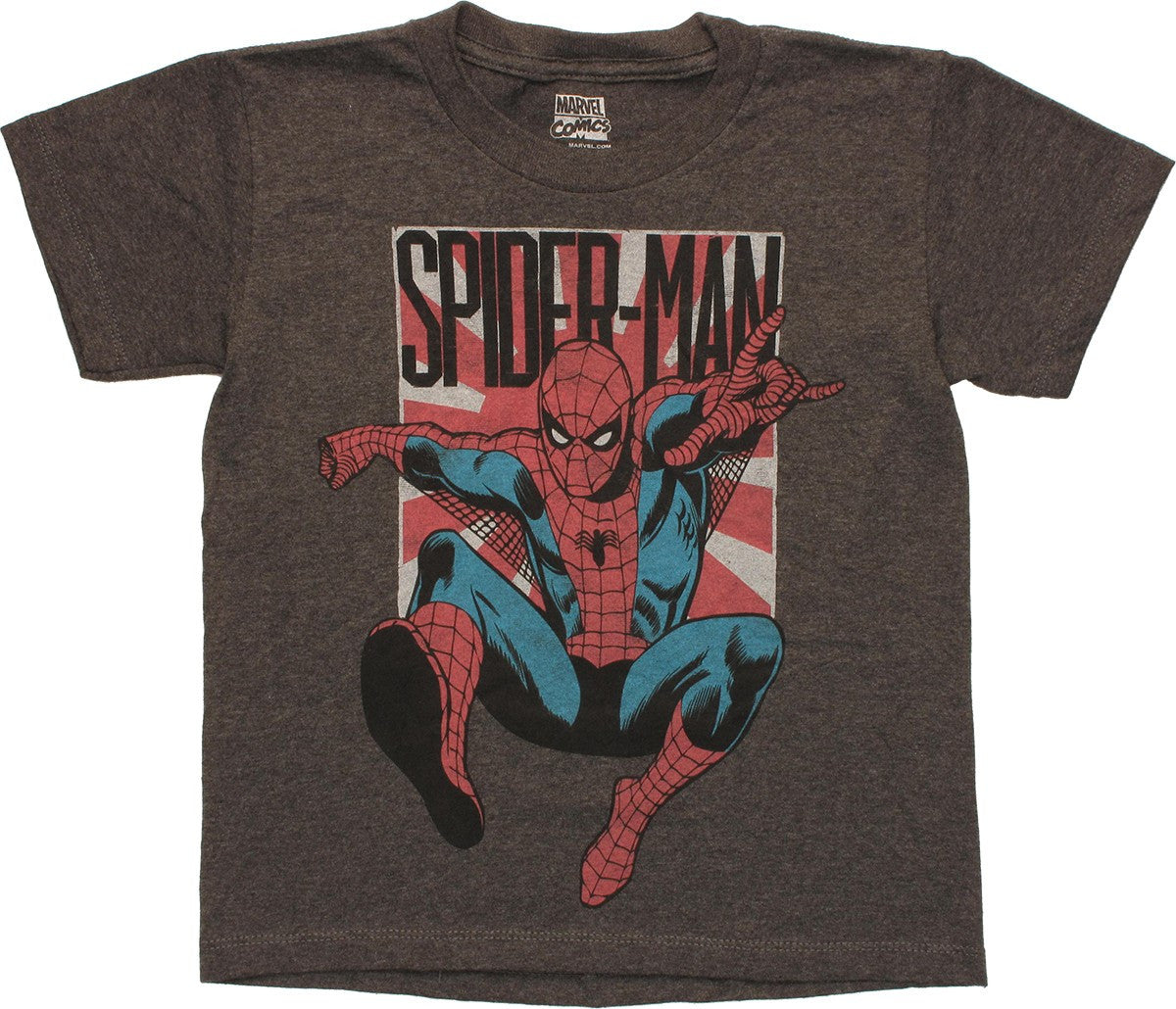 Spiderman Leap Sun Gray Juvenile T Shirt