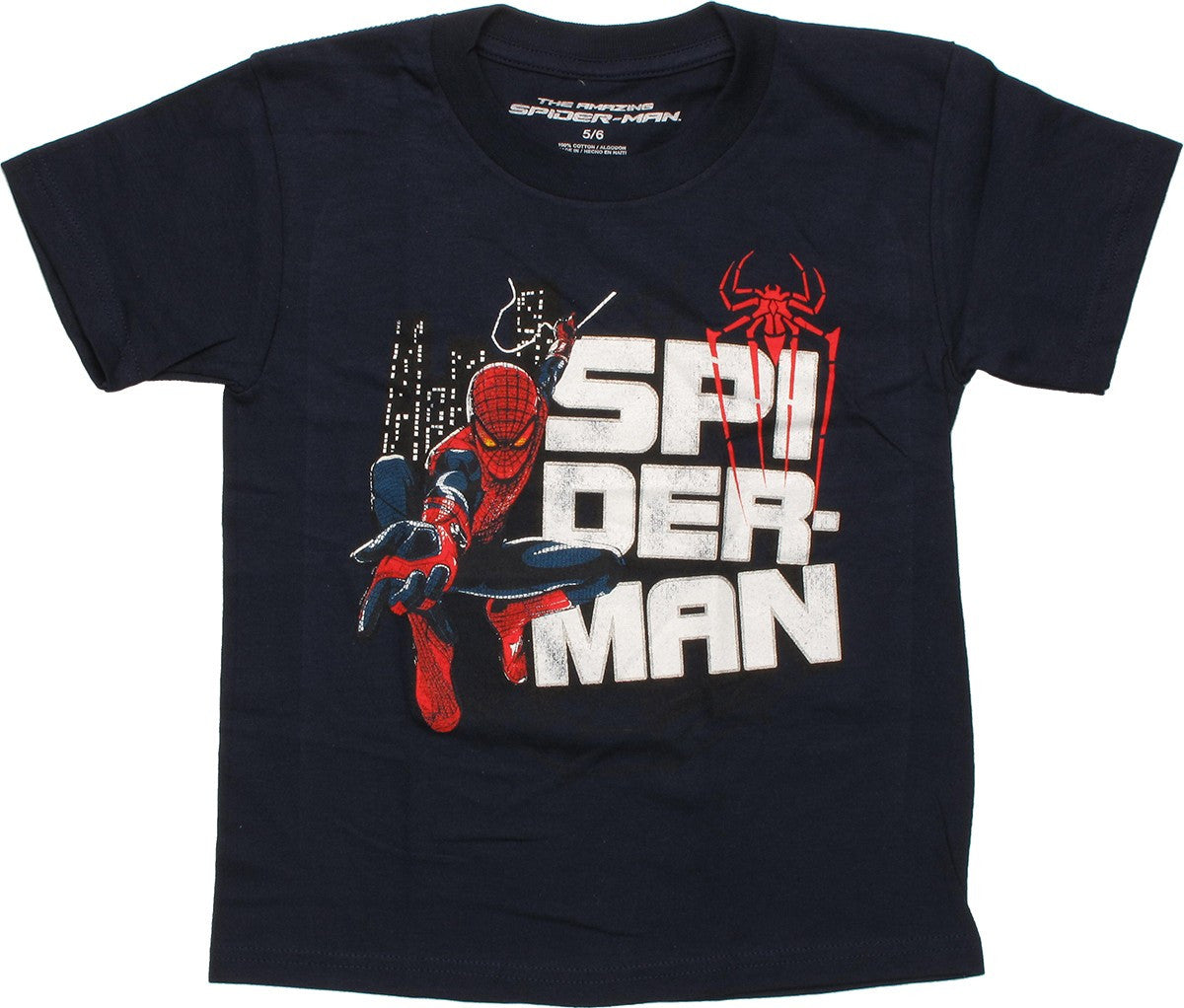 Spiderman Name Break Navy Juvenile T Shirt